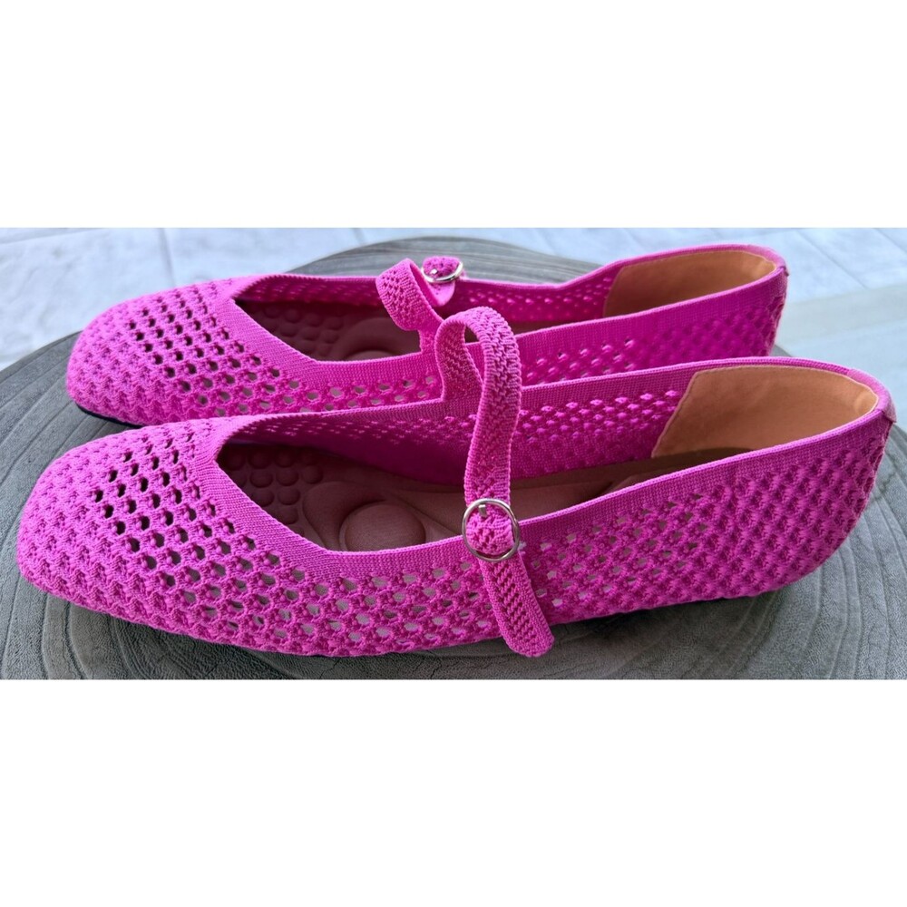 Crochet Mary Jane Fushia Flats SZ 44  US SZ 11/11.5